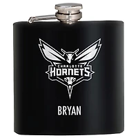 Black Charlotte Hornets 6oz. Personalized Stealth Hip Flask