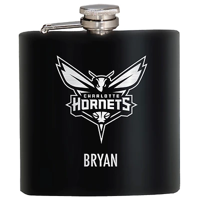 Black Charlotte Hornets 6oz. Personalized Stealth Hip Flask