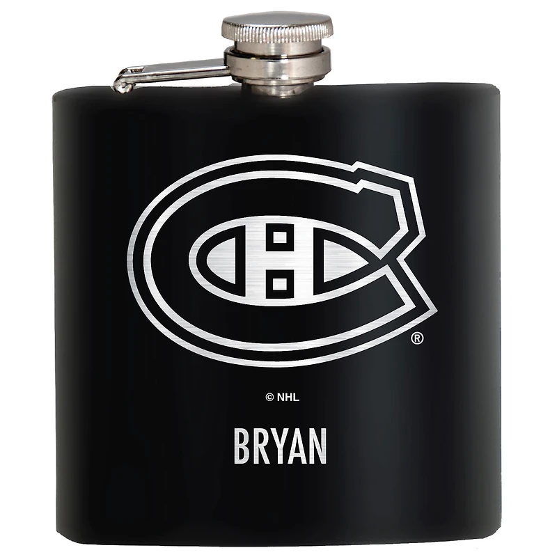Black Montreal Canadiens 6oz. Personalized Stealth Hip Flask