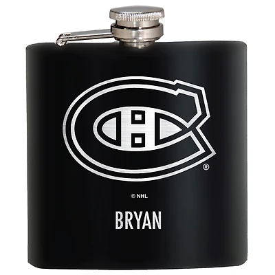 Black Montreal Canadiens 6oz. Personalized Stealth Hip Flask
