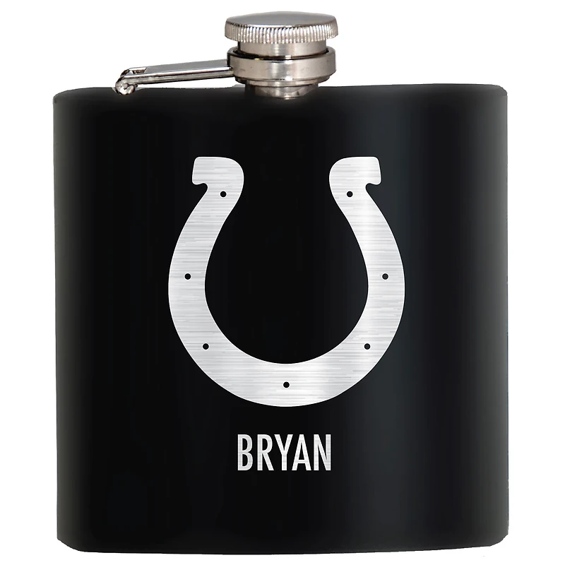 Black Indianapolis Colts 6oz. Personalized Stealth Hip Flask
