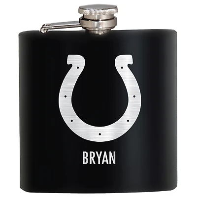 Black Indianapolis Colts 6oz. Personalized Stealth Hip Flask