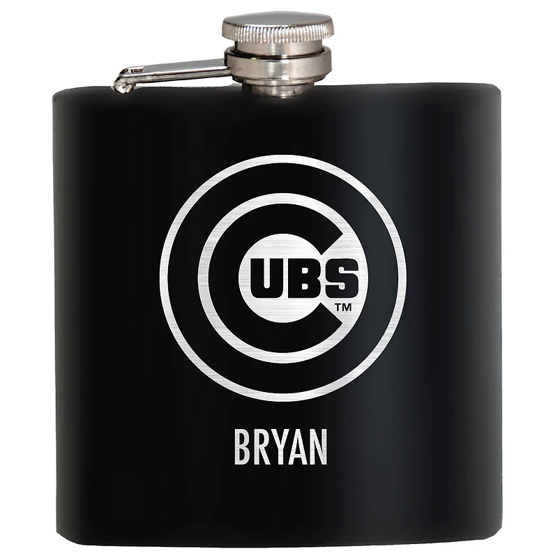 Black Chicago Cubs 6oz. Personalized Stealth Hip Flask