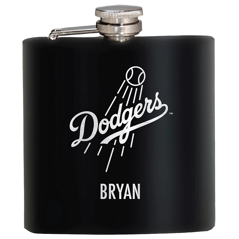Black Los Angeles Dodgers 6oz. Personalized Stealth Hip Flask