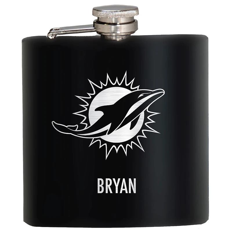 Black Miami Dolphins 6oz. Personalized Stealth Hip Flask