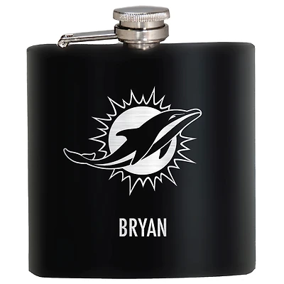 Black Miami Dolphins 6oz. Personalized Stealth Hip Flask