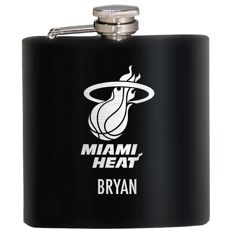 Black Miami Heat 6oz. Personalized Stealth Hip Flask