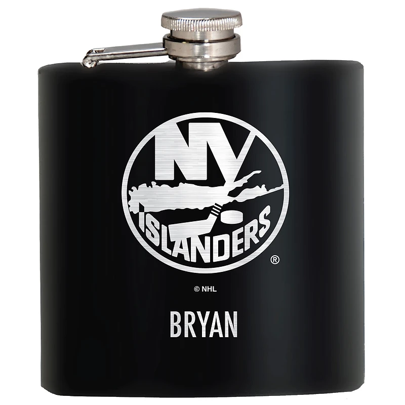Black New York Islanders 6oz. Personalized Stealth Hip Flask