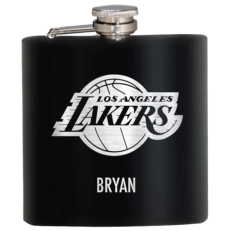 Black Los Angeles Lakers 6oz. Personalized Stealth Hip Flask