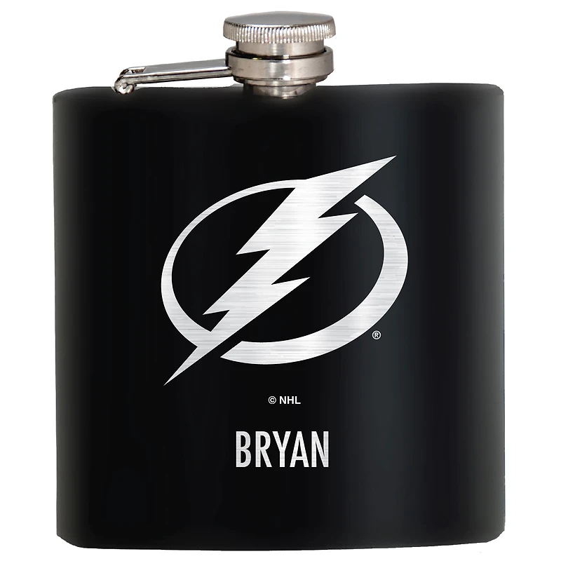 Black Tampa Bay Lightning 6oz. Personalized Stealth Hip Flask