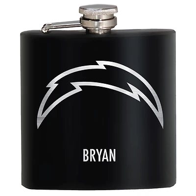 Black Los Angeles Chargers 6oz. Personalized Stealth Hip Flask