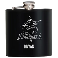 Black Miami Marlins 6oz. Personalized Stealth Hip Flask