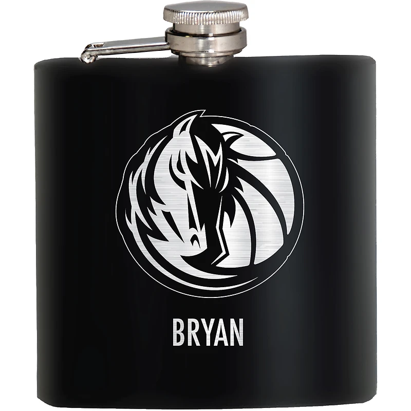 Black Dallas Mavericks 6oz. Personalized Stealth Hip Flask
