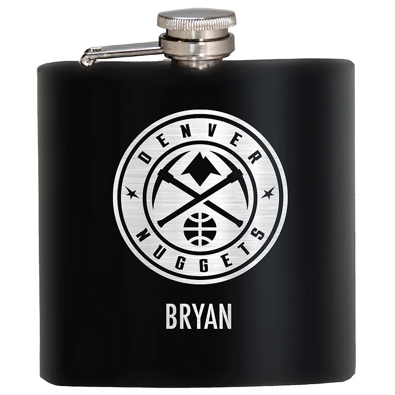 Black Denver Nuggets 6oz. Personalized Stealth Hip Flask