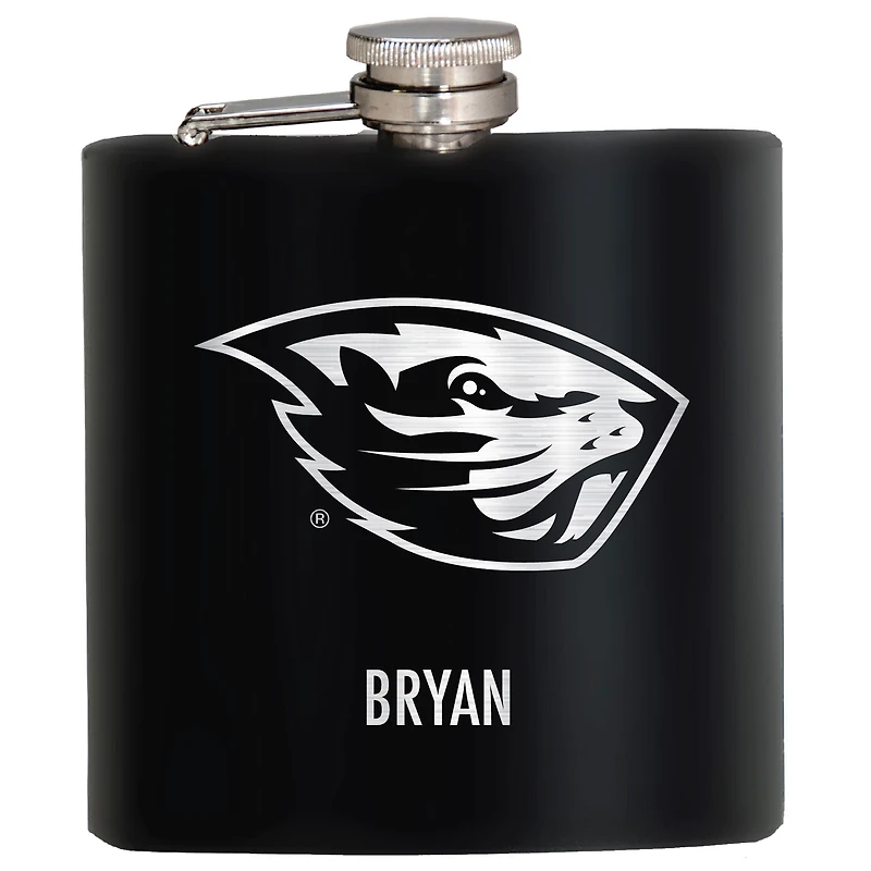 Black Oregon State Beavers 6oz. Personalized Stealth Hip Flask