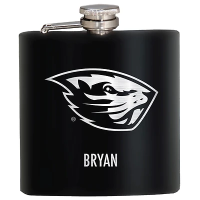 Black Oregon State Beavers 6oz. Personalized Stealth Hip Flask