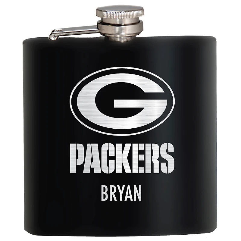 Black Green Bay Packers 6oz. Personalized Stealth Hip Flask