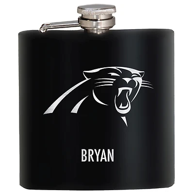 Black Carolina Panthers 6oz. Personalized Stealth Hip Flask