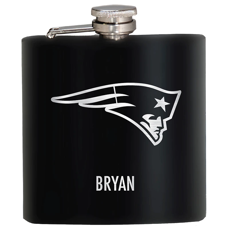 Black New England Patriots 6oz. Personalized Stealth Hip Flask
