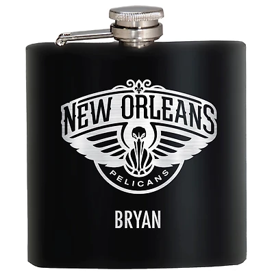 Black New Orleans Pelicans 6oz. Personalized Stealth Hip Flask