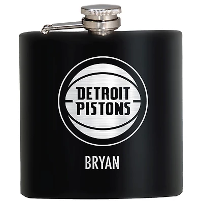 Black Detroit Pistons 6oz. Personalized Stealth Hip Flask