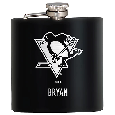Black Pittsburgh Penguins 6oz. Personalized Stealth Hip Flask