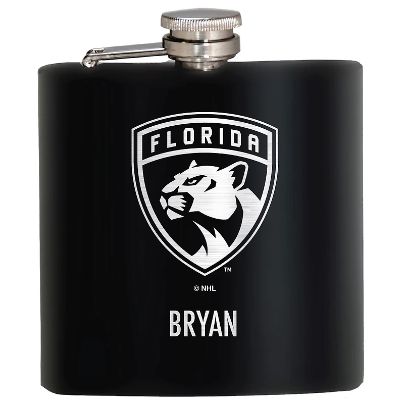 Black Florida Panthers 6oz. Personalized Stealth Hip Flask