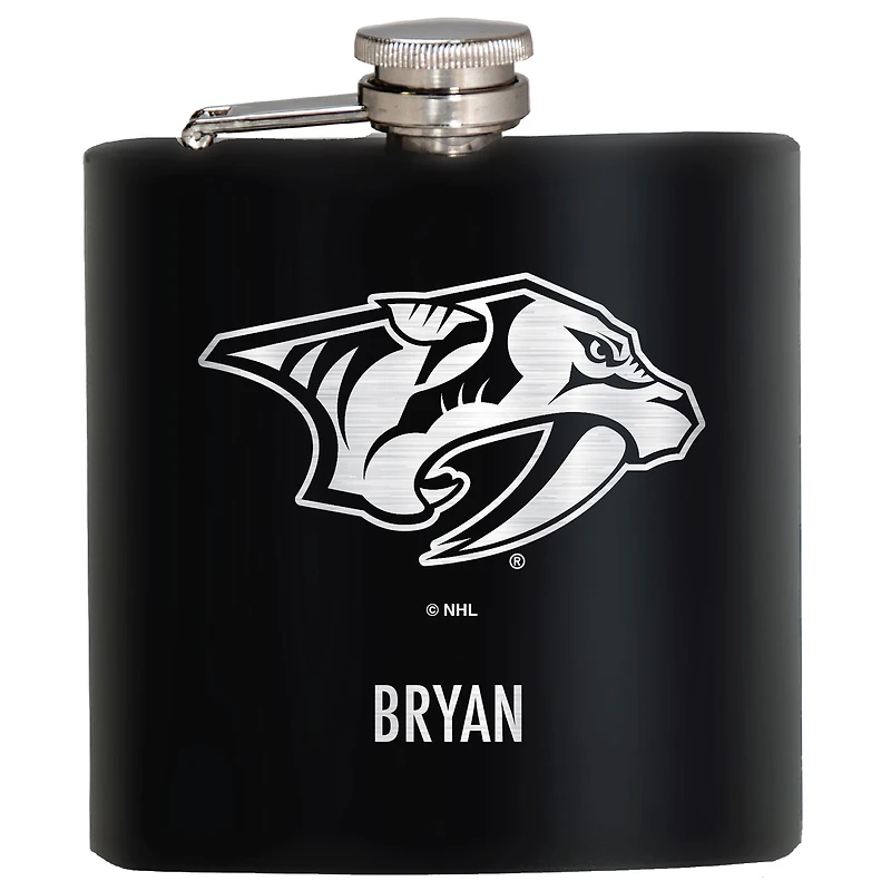 Black Nashville Predators 6oz. Personalized Stealth Hip Flask