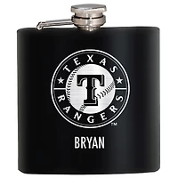 Black Texas Rangers 6oz. Personalized Stealth Hip Flask
