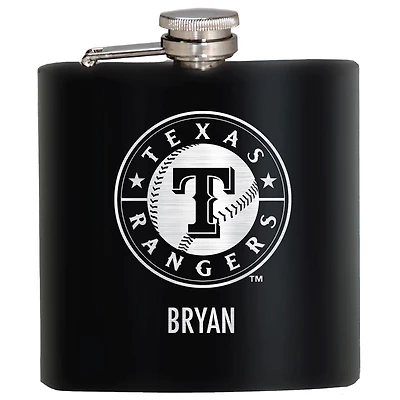 Black Texas Rangers 6oz. Personalized Stealth Hip Flask