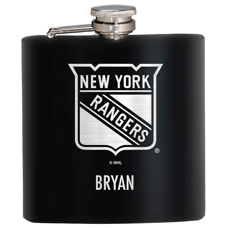 Black New York Rangers 6oz. Personalized Stealth Hip Flask