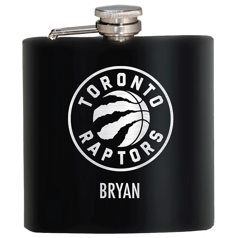 Black Toronto Raptors 6oz. Personalized Stealth Hip Flask