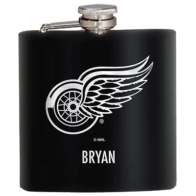 Black Detroit Red Wings 6oz. Personalized Stealth Hip Flask