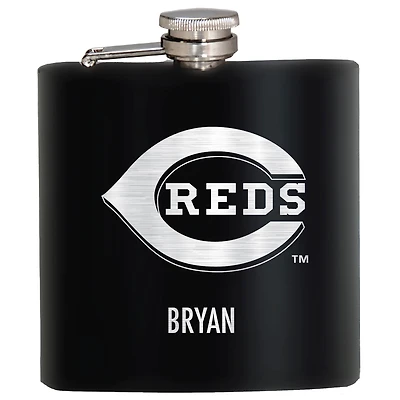 Black Cincinnati Reds 6oz. Personalized Stealth Hip Flask