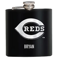Black Cincinnati Reds 6oz. Personalized Stealth Hip Flask