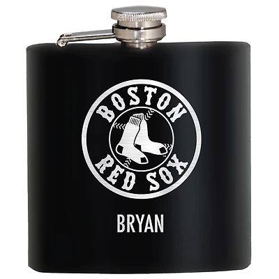 Black Boston Red Sox 6oz. Personalized Stealth Hip Flask