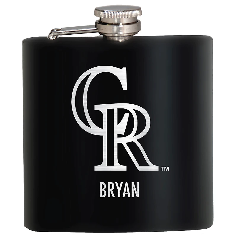 Black Colorado Rockies 6oz. Personalized Stealth Hip Flask