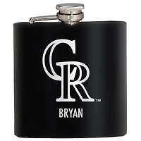 Black Colorado Rockies 6oz. Personalized Stealth Hip Flask