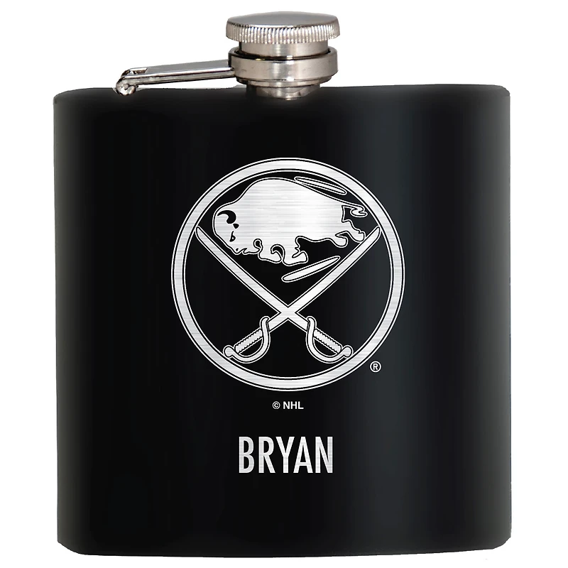 Black Buffalo Sabres 6oz. Personalized Stealth Hip Flask