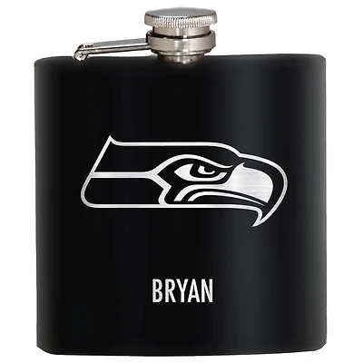 Black Seattle Seahawks 6oz. Personalized Stealth Hip Flask