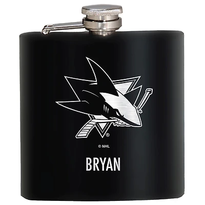 Black San Jose Sharks 6oz. Personalized Stealth Hip Flask