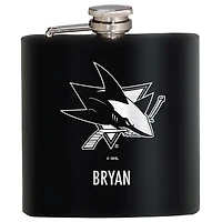 Black San Jose Sharks 6oz. Personalized Stealth Hip Flask