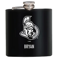 Black Ottawa Senators 6oz. Personalized Stealth Hip Flask