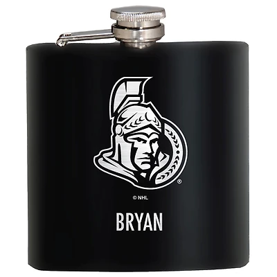 Black Ottawa Senators 6oz. Personalized Stealth Hip Flask