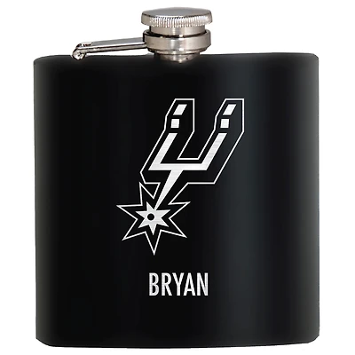 Black San Antonio Spurs 6oz. Personalized Stealth Hip Flask