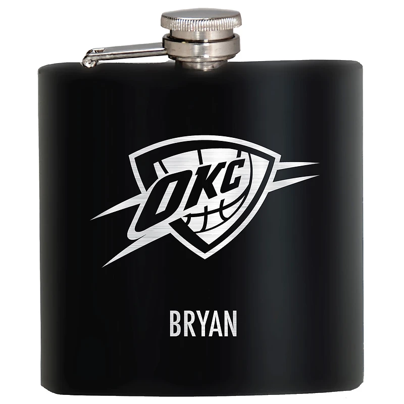 Black Oklahoma City Thunder 6oz. Personalized Stealth Hip Flask