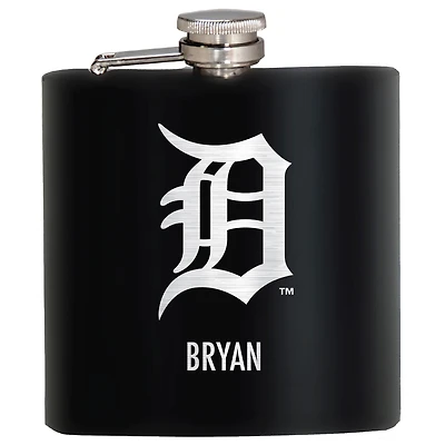 Black Detroit Tigers 6oz. Personalized Stealth Hip Flask