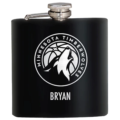 Black Minnesota Timberwolves 6oz. Personalized Stealth Hip Flask