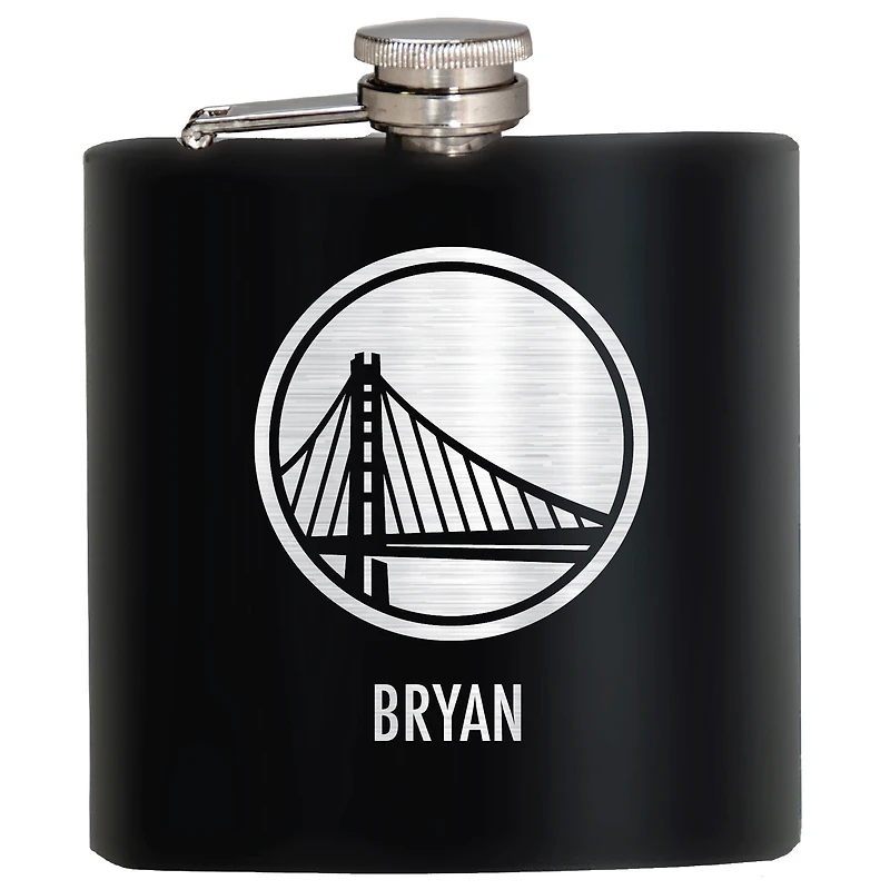 Black Golden State Warriors 6oz. Personalized Stealth Hip Flask