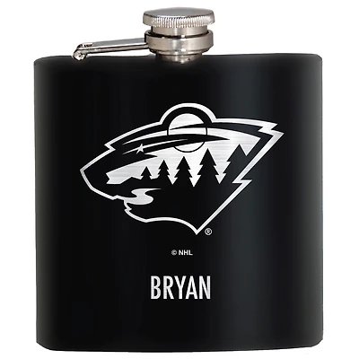 Black Minnesota Wild 6oz. Personalized Stealth Hip Flask